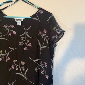 VTG Robbie Bee Black with Pink and Green Floral Dress 16